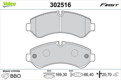 Brake Pad Set, disc brake VALEO 302516