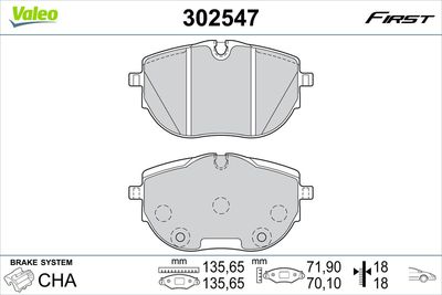Brake Pad Set, disc brake VALEO 302547