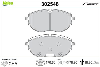 Brake Pad Set, disc brake VALEO 302548