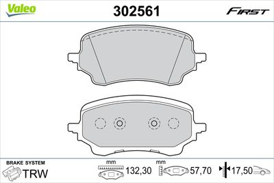 Brake Pad Set, disc brake VALEO 302561