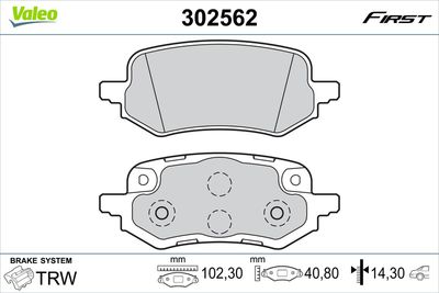 Brake Pad Set, disc brake VALEO 302562