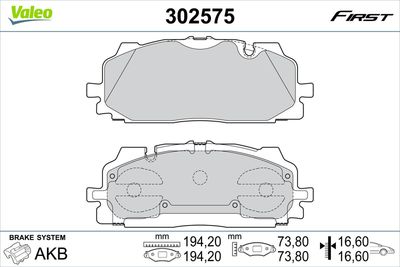 Brake Pad Set, disc brake VALEO 302575