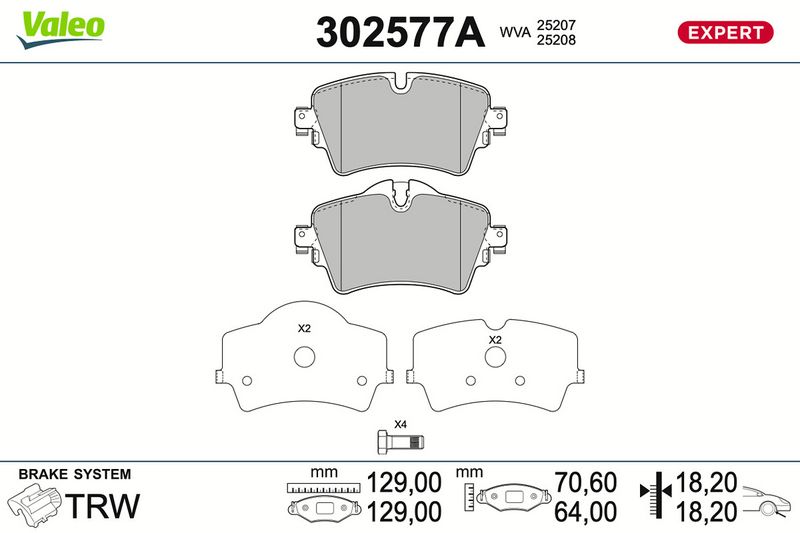 VALEO 302577A Brake Pad Set, disc brake