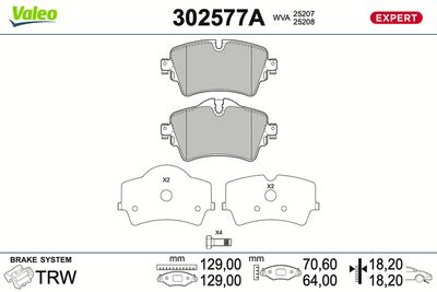 Brake Pad Set, disc brake VALEO 302577A