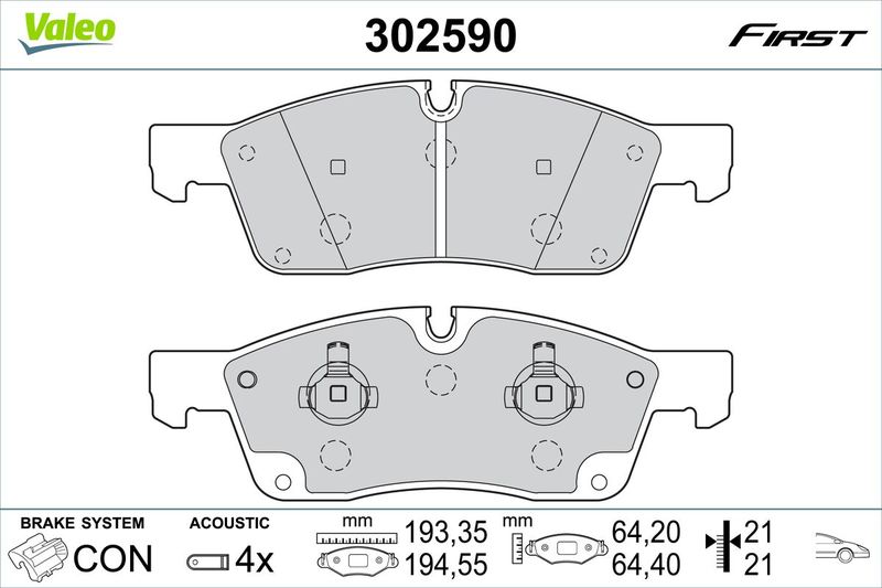 VALEO 302590 Brake Pad Set, disc brake