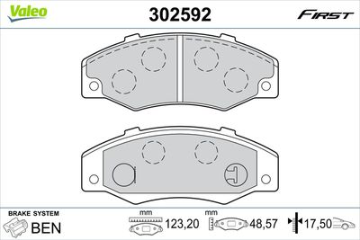 Brake Pad Set, disc brake VALEO 302592