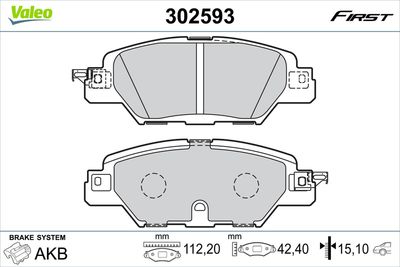 Brake Pad Set, disc brake VALEO 302593