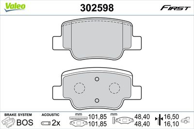 Brake Pad Set, disc brake VALEO 302598