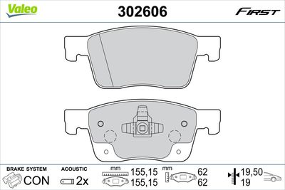 Brake Pad Set, disc brake VALEO 302606