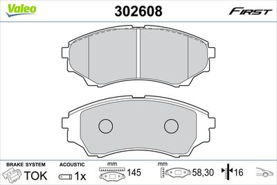 Brake Pad Set, disc brake VALEO 302608