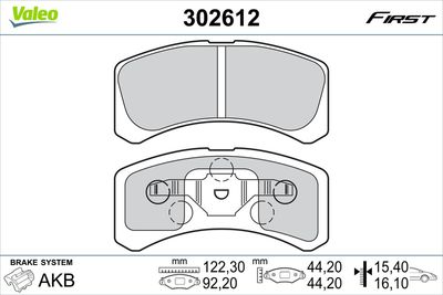 Brake Pad Set, disc brake VALEO 302612