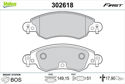 Brake Pad Set, disc brake VALEO 302618