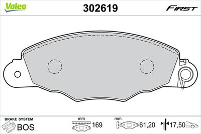 Brake Pad Set, disc brake VALEO 302619