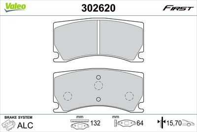 Brake Pad Set, disc brake VALEO 302620