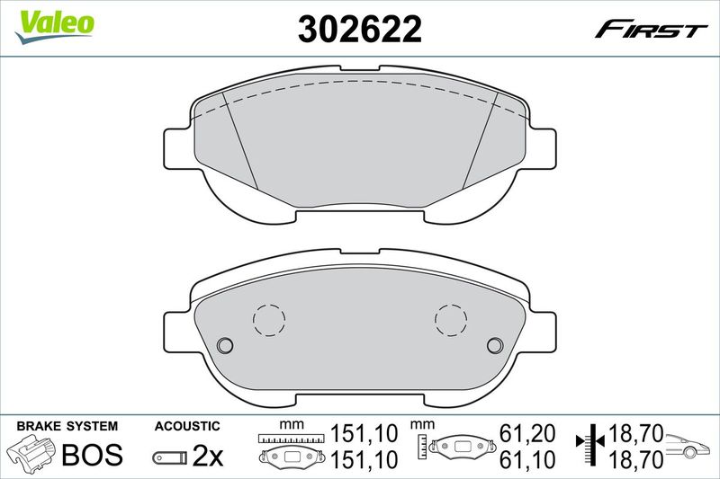 VALEO 302622 Brake Pad Set, disc brake