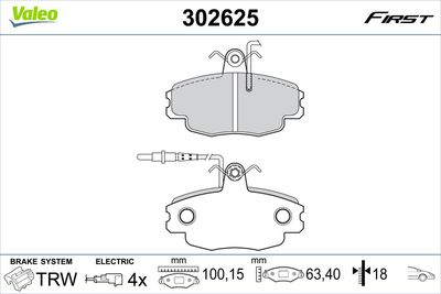 Brake Pad Set, disc brake VALEO 302625