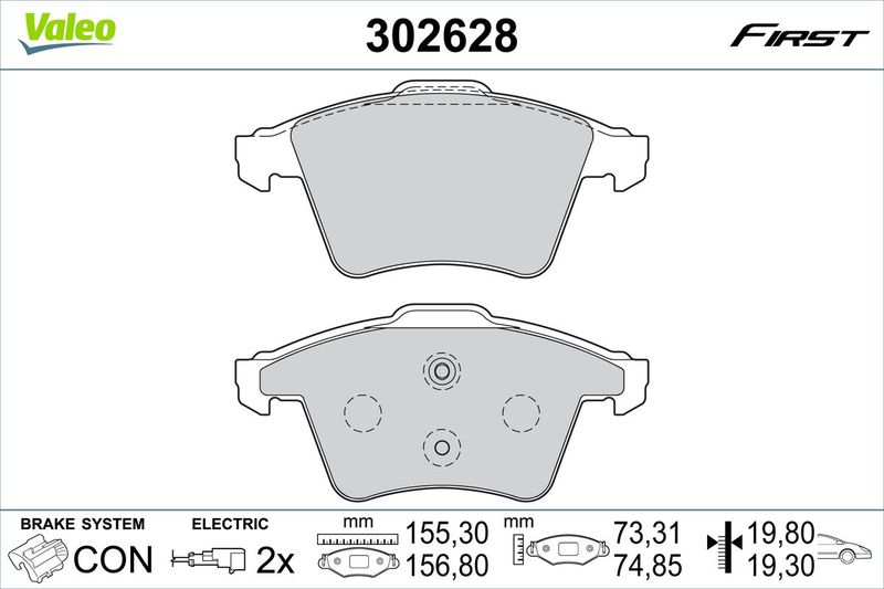 VALEO 302628 Brake Pad Set, disc brake