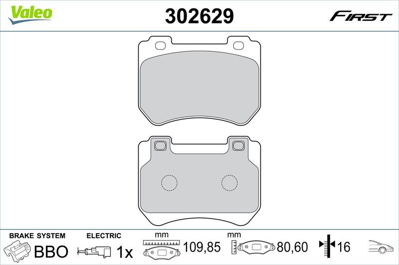 VALEO 302629 Brake Pad Set, disc brake