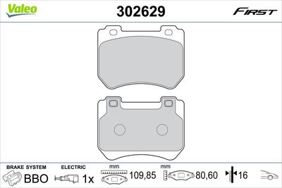 Brake Pad Set, disc brake VALEO 302629