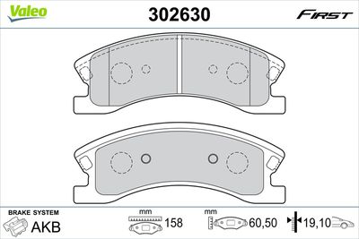 Brake Pad Set, disc brake VALEO 302630