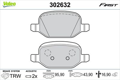 Brake Pad Set, disc brake VALEO 302632