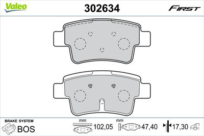 Brake Pad Set, disc brake VALEO 302634
