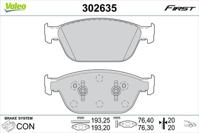 Brake Pad Set, disc brake VALEO 302635