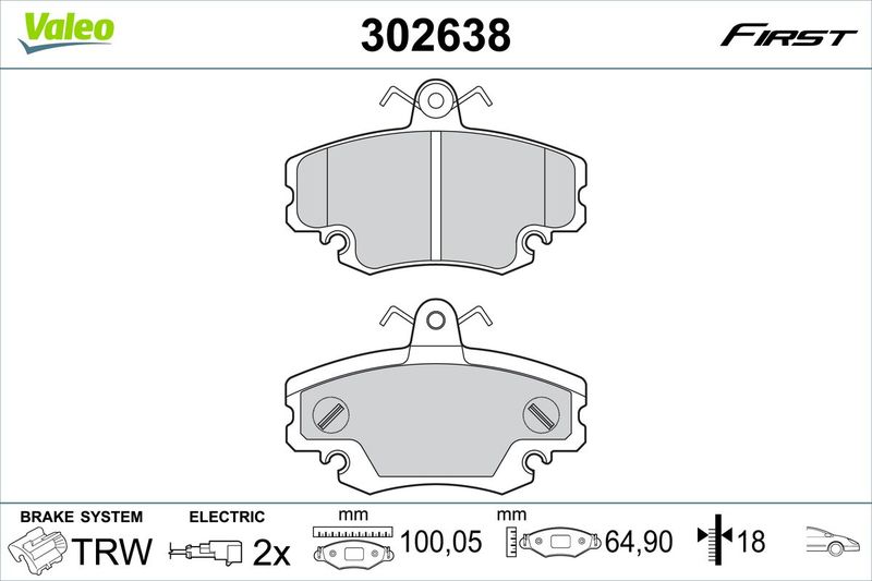 VALEO 302638 Brake Pad Set, disc brake