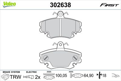 Brake Pad Set, disc brake VALEO 302638