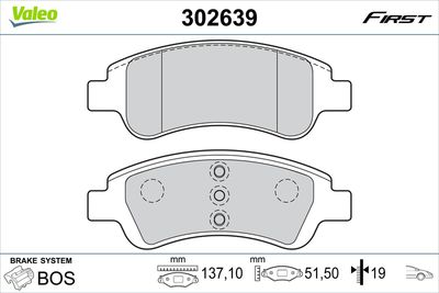 Brake Pad Set, disc brake VALEO 302639