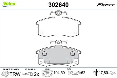 Brake Pad Set, disc brake VALEO 302640