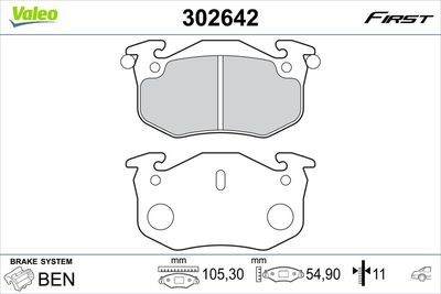 Brake Pad Set, disc brake VALEO 302642