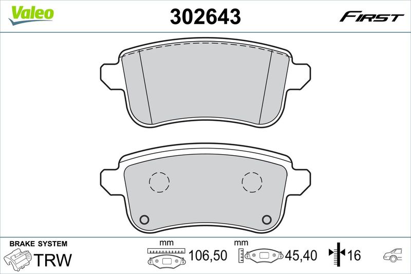 VALEO 302643 Brake Pad Set, disc brake