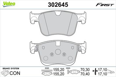 Brake Pad Set, disc brake VALEO 302645