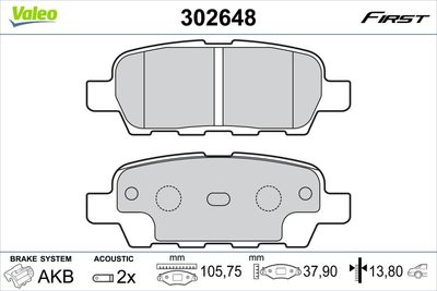 Brake Pad Set, disc brake VALEO 302648