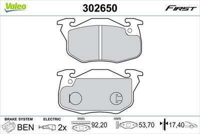 Brake Pad Set, disc brake VALEO 302650