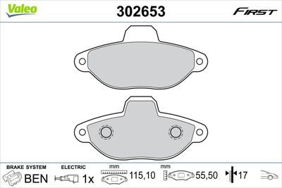 Brake Pad Set, disc brake VALEO 302653