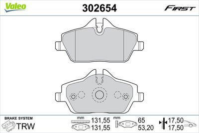 Brake Pad Set, disc brake VALEO 302654