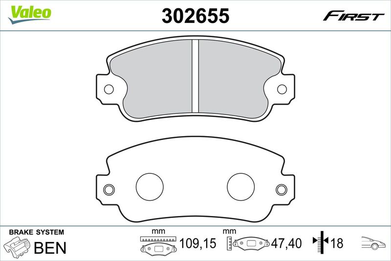 VALEO 302655 Brake Pad Set, disc brake