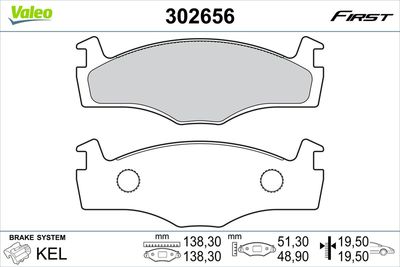 Brake Pad Set, disc brake VALEO 302656