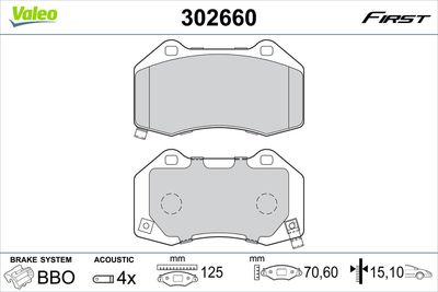 Brake Pad Set, disc brake VALEO 302660