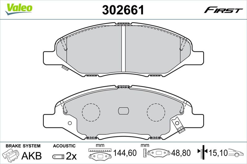 VALEO 302661 Brake Pad Set, disc brake