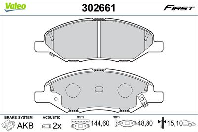 Brake Pad Set, disc brake VALEO 302661