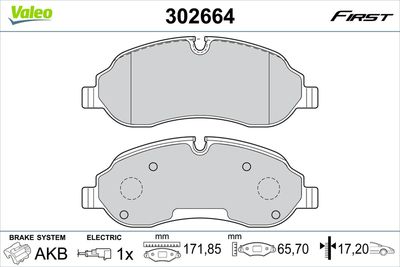 Brake Pad Set, disc brake VALEO 302664