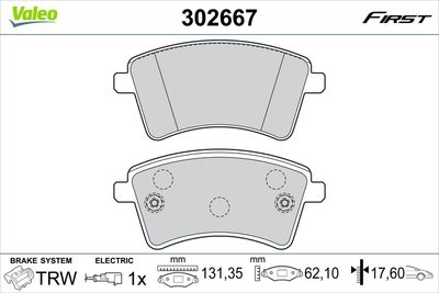 Brake Pad Set, disc brake VALEO 302667