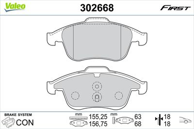 Brake Pad Set, disc brake VALEO 302668