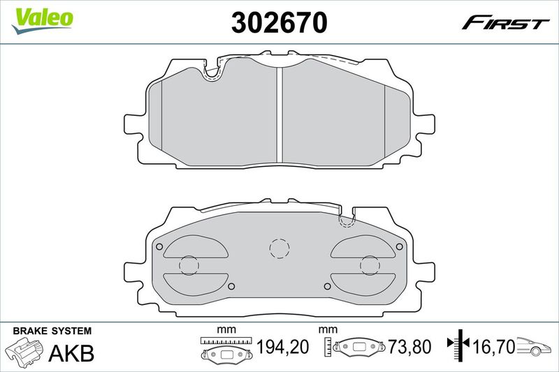 VALEO 302670 Brake Pad Set, disc brake