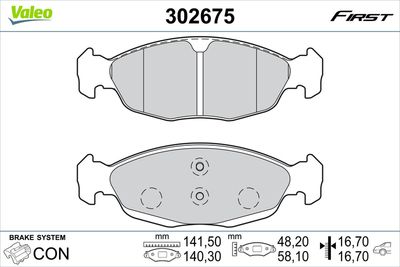 Brake Pad Set, disc brake VALEO 302675