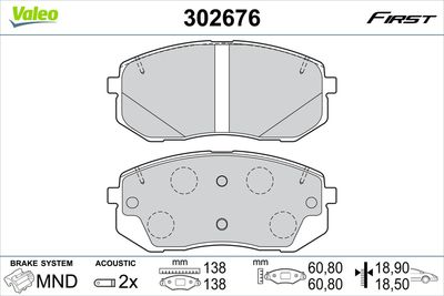 Brake Pad Set, disc brake VALEO 302676