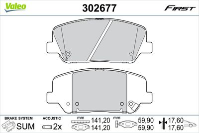 Brake Pad Set, disc brake VALEO 302677